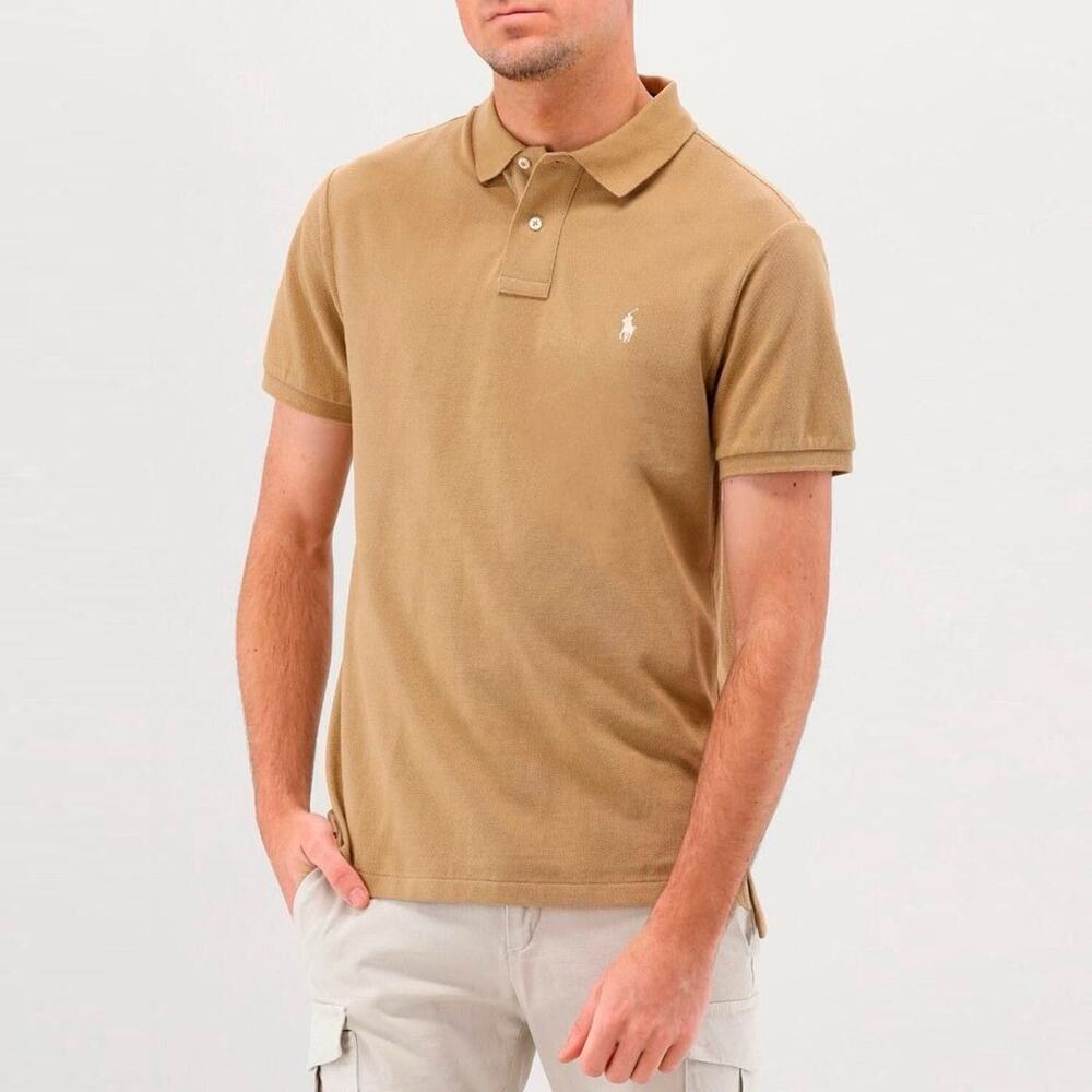 Polo Ralph Lauren The Iconic Mesh Polo Shirt L CAFE TAN $118 Men